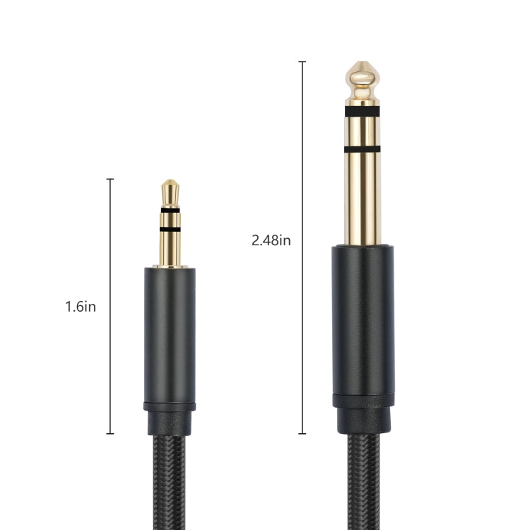 3662-3662BK 3.5mm Male to 6.35mm Male Stereo Amplifier Audio Cable, Length:1m(Black) - Microphone Audio Cable & Connector by buy2fix | Online Shopping UK | buy2fix