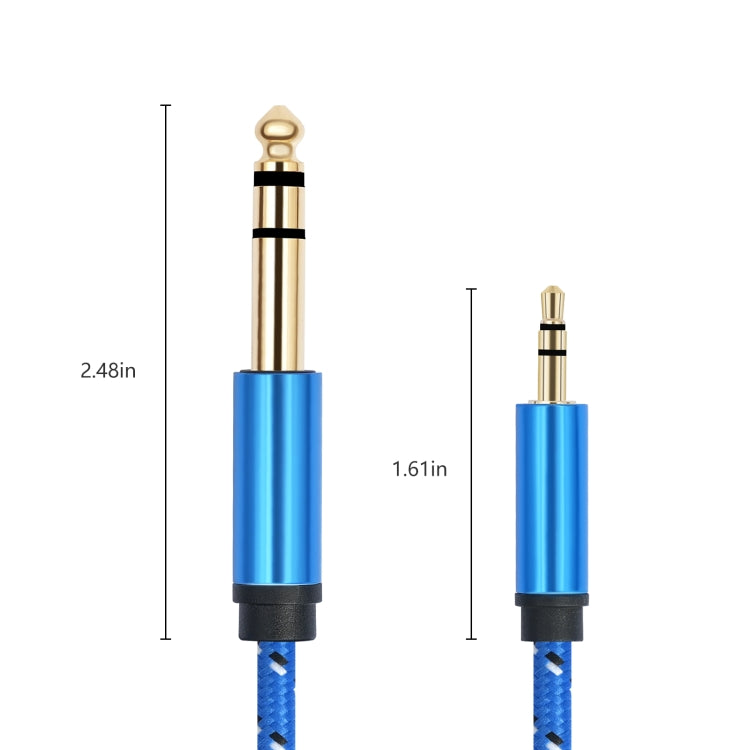3662-3662BK 3.5mm Male to 6.35mm Male Stereo Amplifier Audio Cable, Length:3m(Blue) - Microphone Audio Cable & Connector by buy2fix | Online Shopping UK | buy2fix