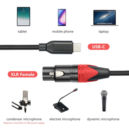 TY03RE Type-C Male to XLR Female Audio Cable for Dynamic Microphone, Length:3m(Black) - Microphone Audio Cable & Connector by buy2fix | Online Shopping UK | buy2fix