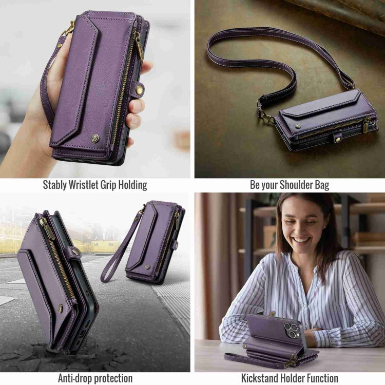 For iPhone 15 Pro CaseMe C36 Card Slots Zipper Wallet RFID Anti-theft Leather Phone Case(Purple) - iPhone 15 Pro Cases by CaseMe | Online Shopping UK | buy2fix