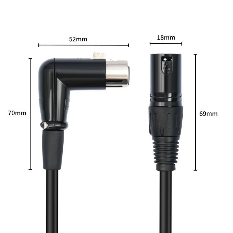 XK041L XLR 3pin Straight Male to Elbow Female Audio Cable, Length:2m(Black) - Microphone Audio Cable & Connector by buy2fix | Online Shopping UK | buy2fix