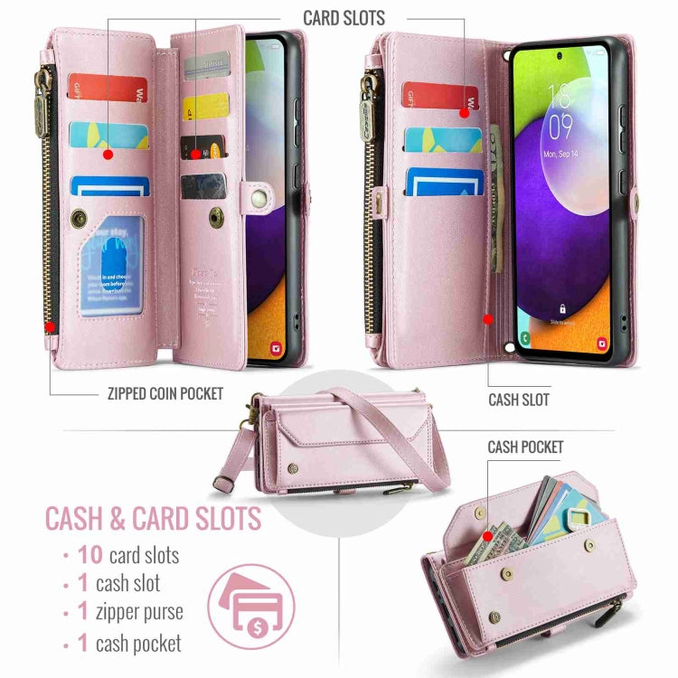 For Samsung Galaxy A52 / A52s 5G CaseMe C36 Card Slots Zipper Wallet RFID Anti-theft Leather Phone Case(Pink) - Galaxy Phone Cases by CaseMe | Online Shopping UK | buy2fix