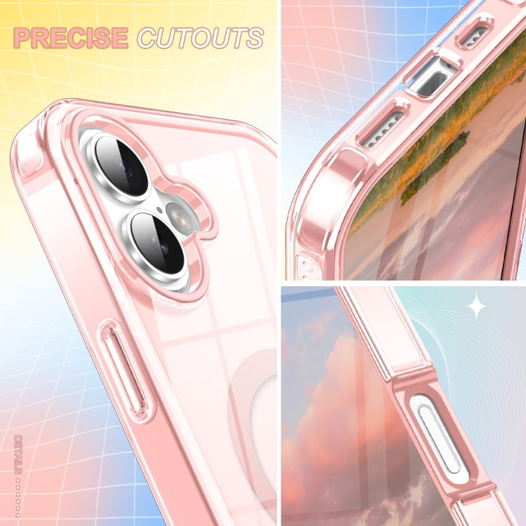 For iPhone 16 Colorful MagSafe Magnetic PC Hybrid TPU Phone Case(Pink) - iPhone 16 Cases by buy2fix | Online Shopping UK | buy2fix