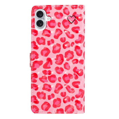 For iPhone 16 Plus 3D Pattern Leather Phone Case(Pink Leopard Print) - iPhone 16 Plus Cases by buy2fix | Online Shopping UK | buy2fix