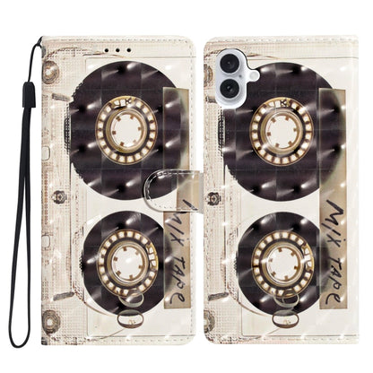 For iPhone 16 Plus 3D Pattern Leather Phone Case(Tape) - iPhone 16 Plus Cases by buy2fix | Online Shopping UK | buy2fix