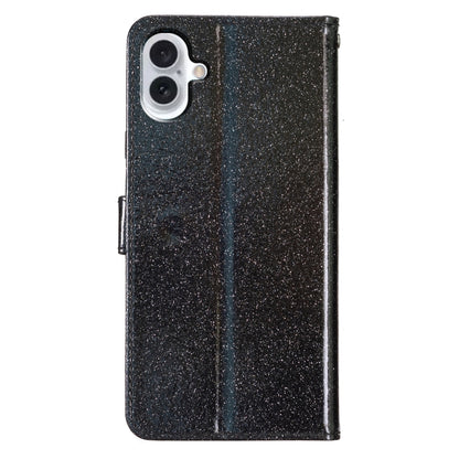 For iPhone 16 Glitter Powder Flip Leather Phone Case(Black) - iPhone 16 Cases by buy2fix | Online Shopping UK | buy2fix