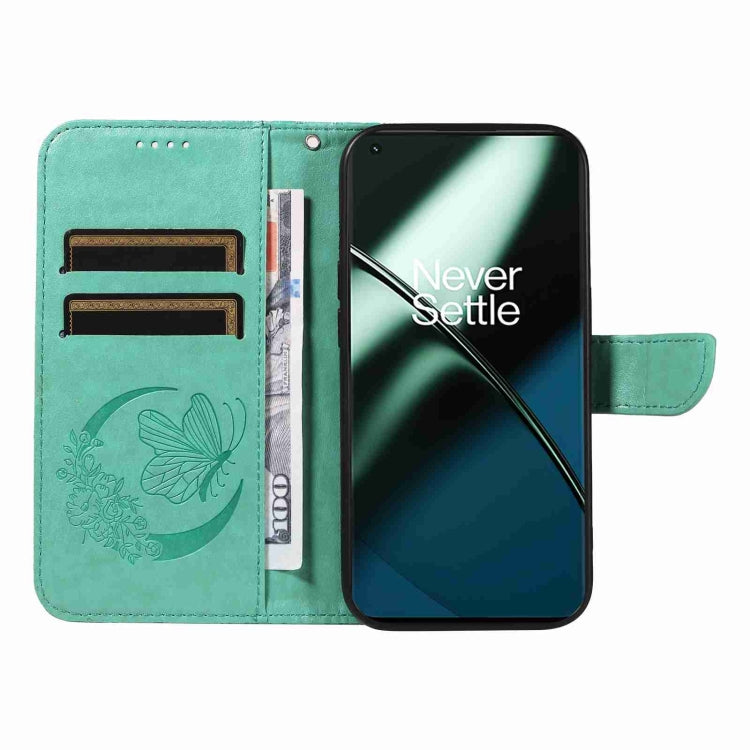 For OnePlus 11 5G Swallowtail Butterfly Embossed Leather Phone Case(Green) - OnePlus Cases by buy2fix | Online Shopping UK | buy2fix