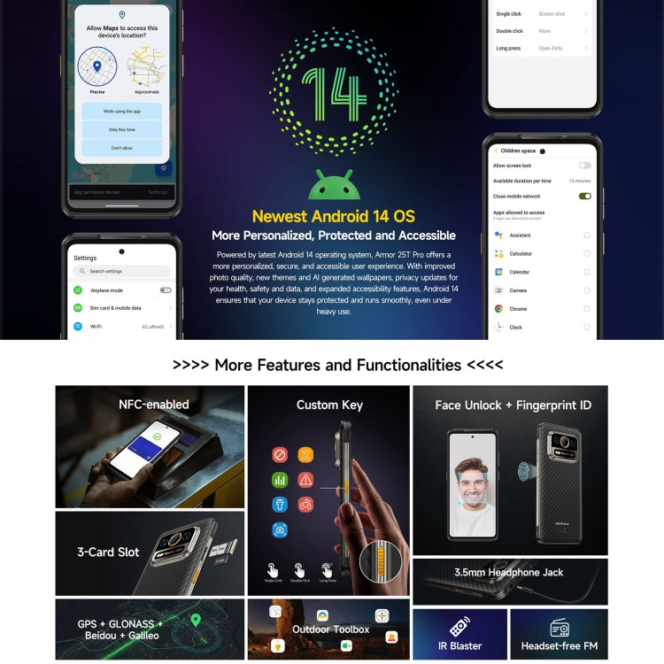 Ulefone Armor 25T Pro Rugged Phone, 6GB+256GB, Thermal Imaging, 6.78 inch Android 14 MediaTek Dimensity 6300 Octa Core, Network: 5G, NFC(Frost Black) - Ulefone by Ulefone | Online Shopping UK | buy2fix