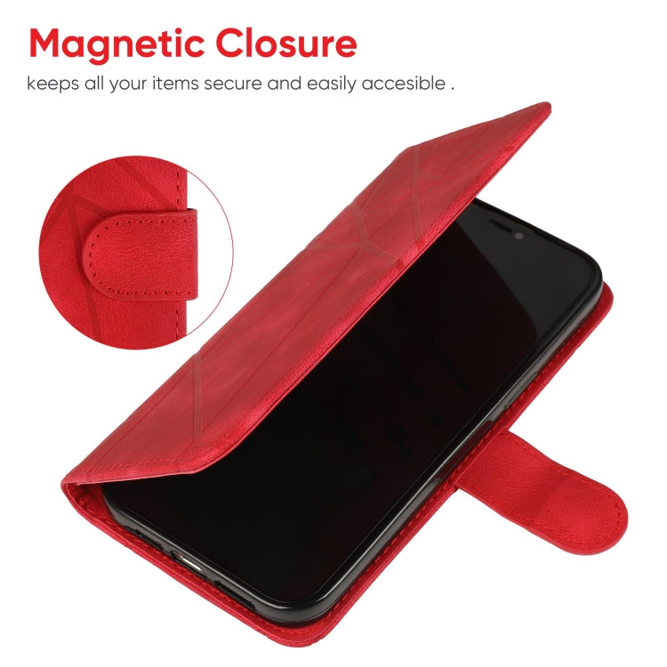 For Samsung Galaxy S24+ / S25+ 5G Skin Feel Geometric Lines Leather Phone Case(Red) - Galaxy S24+ 5G Cases by buy2fix | Online Shopping UK | buy2fix