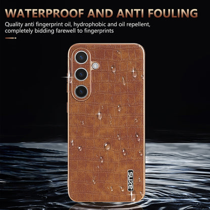 For Samsung Galaxy S24+ 5G AZNS Electroplated Frame Crocodile Texture Full Coverage Phone Case(Blue) - Galaxy S22+ 5G Cases by AZNS | Online Shopping UK | buy2fix