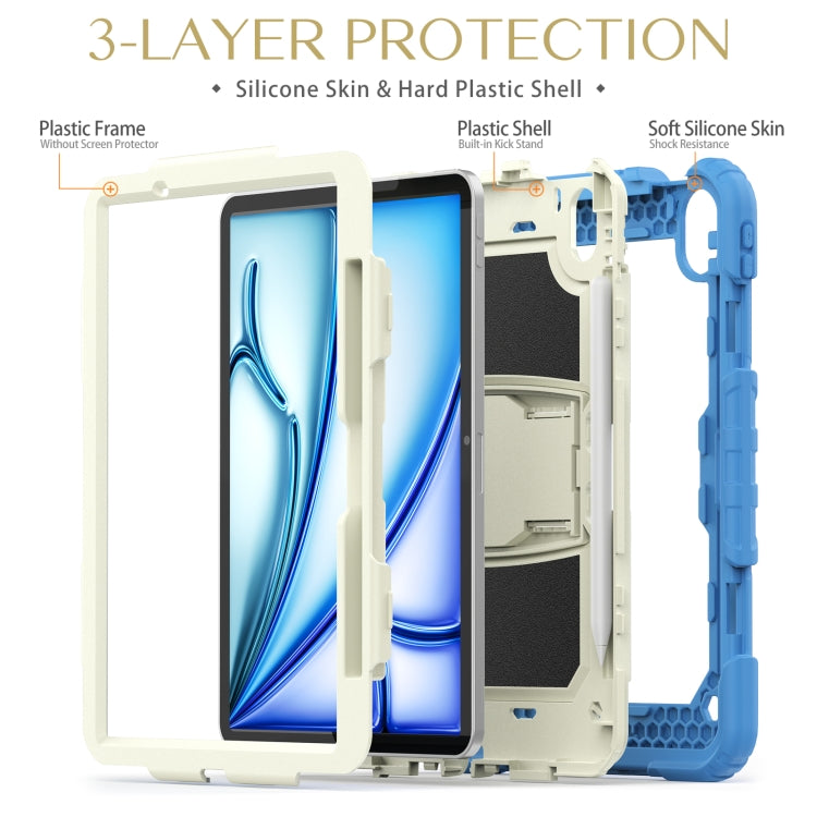 For iPad Air 11 2024 Silicone Hydric PC Tablet Case with Shoulder Strap & Holder(Cyan-blue) - iPad Air 11 2024 Cases by buy2fix | Online Shopping UK | buy2fix