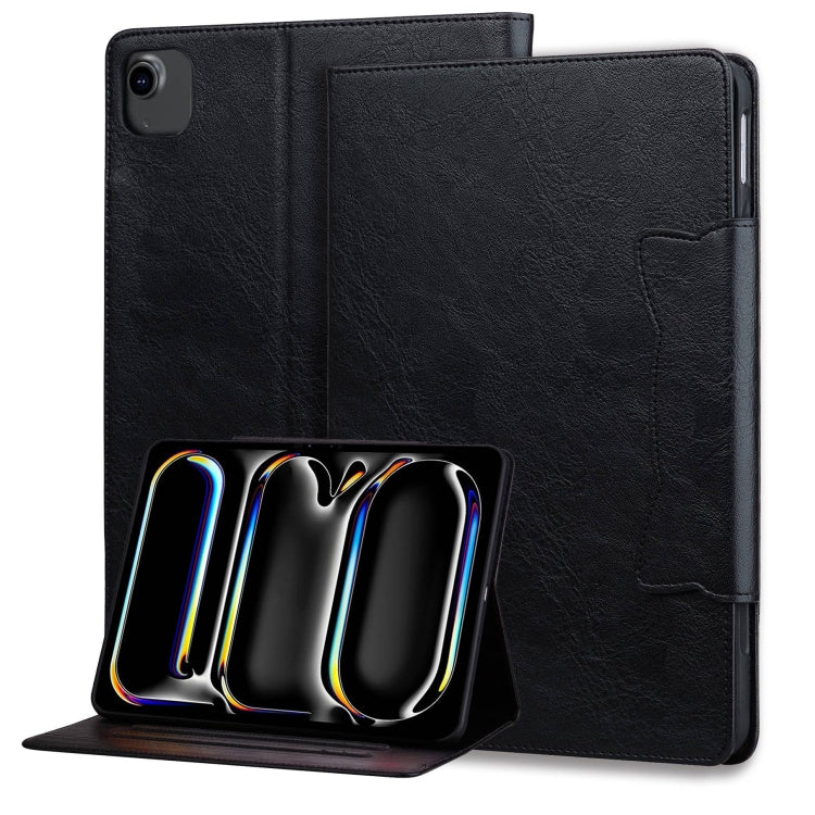 For iPad Air 13 2024 Cat Buckle Leather Smart Tablet Case(Black) - iPad Air 13 2024 Cases by buy2fix | Online Shopping UK | buy2fix