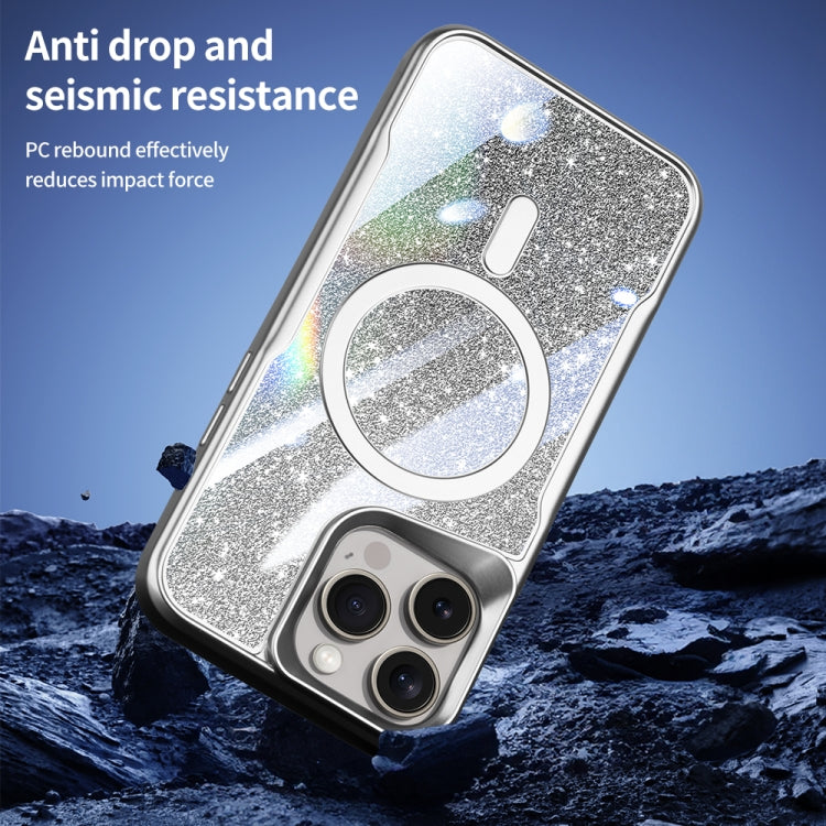 For iPhone 14 Blade MagSafe Magnetic Gradient Glitter PC Phone Case(Titanium Grey) - iPhone 14 Cases by buy2fix | Online Shopping UK | buy2fix