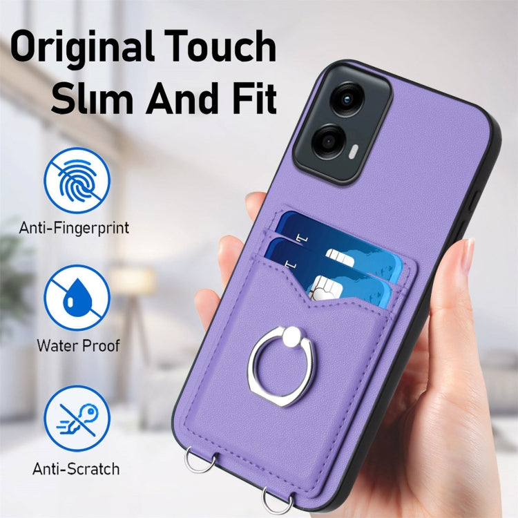 For Motorola Moto G Play 2024 5G R20 Ring Card Holder Phone Case(Purple) - Motorola Cases by buy2fix | Online Shopping UK | buy2fix