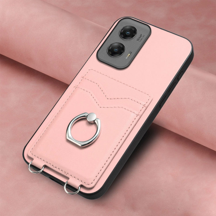 For Motorola Moto G Stylus 5G 2024 R20 Ring Card Holder Phone Case(Pink) - Motorola Cases by buy2fix | Online Shopping UK | buy2fix