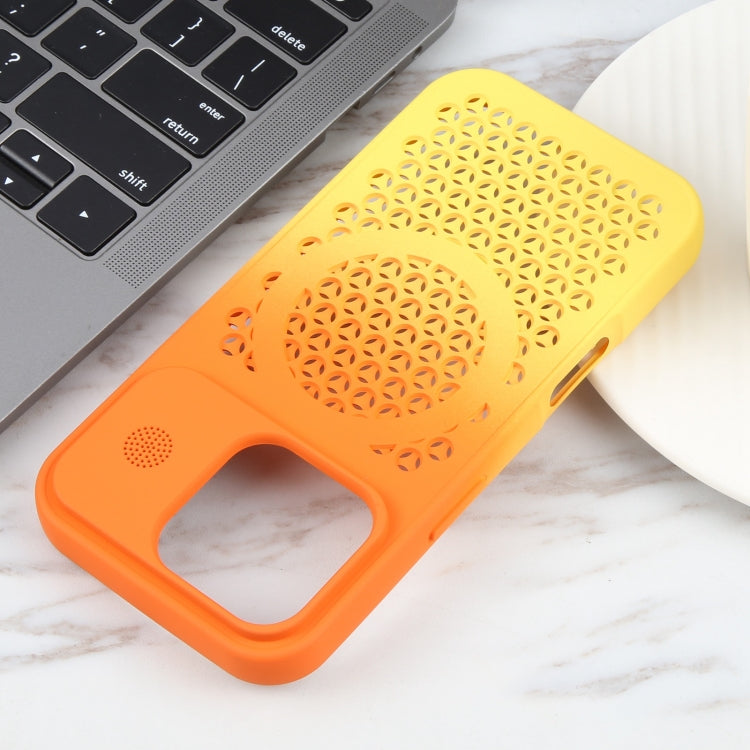 For iPhone 16 Pro Gradient Color Honeycomb Aromatherapy MagSafe Phone Case(Orange Yellow) - iPhone 16 Pro Cases by buy2fix | Online Shopping UK | buy2fix