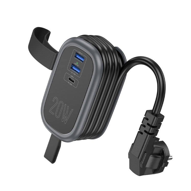 hoco NS7 PD20W Type-C+2USB Ports with 1 Socket Desktop Charger Cable Length: 1.1m, EU Plug(Black) - Extension Socket by hoco | Online Shopping UK | buy2fix