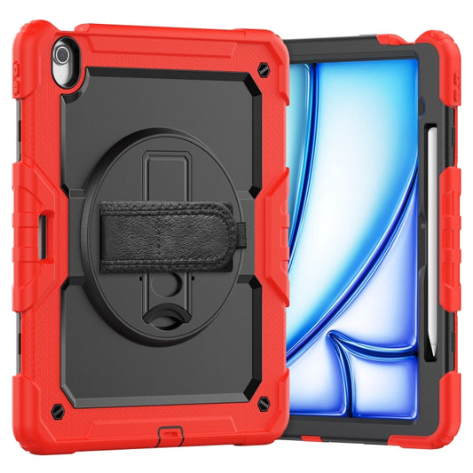 For iPad Air 13 2024 Silicone Hybrid PC Tablet Case with Shoulder Strap(Red) - iPad Air 13 2024 Cases by buy2fix | Online Shopping UK | buy2fix