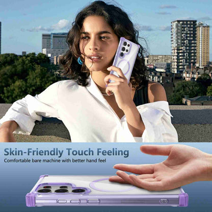 For Samsung Galaxy S22 Ultra 5G Transparent MagSafe Magnetic Phone Case(Purple) - Galaxy S22 Ultra 5G Cases by buy2fix | Online Shopping UK | buy2fix