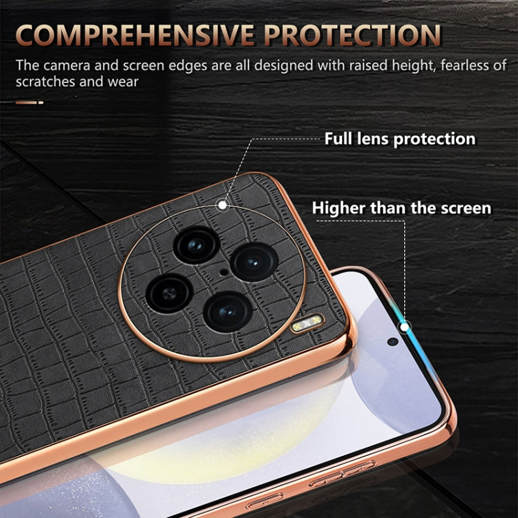 For vivo X100 Pro 5G / X100s Pro AZNS Electroplated Frame Crocodile Texture Full Coverage Phone Case(Green) - X100 Pro Cases by AZNS | Online Shopping UK | buy2fix