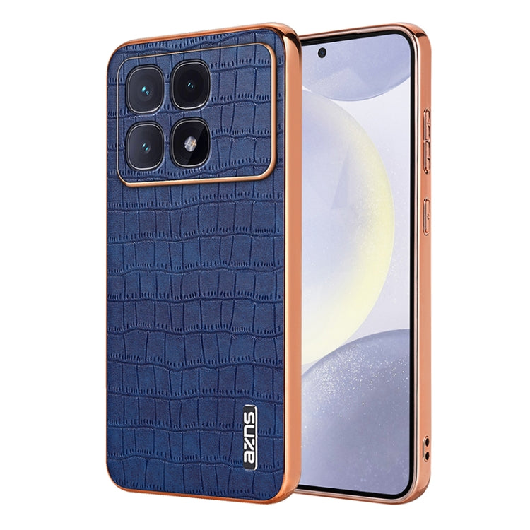 For Redmi K70 Ultra AZNS Electroplated Frame Crocodile Texture Full Coverage Phone Case(Blue) - Xiaomi Cases by AZNS | Online Shopping UK | buy2fix