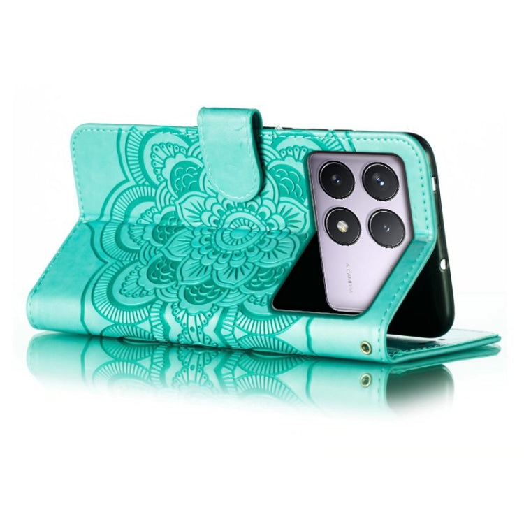 For Xiaomi Redmi K70 Sun Mandala Embossing Pattern Phone Leather Case(Green) - K70 Cases by buy2fix | Online Shopping UK | buy2fix