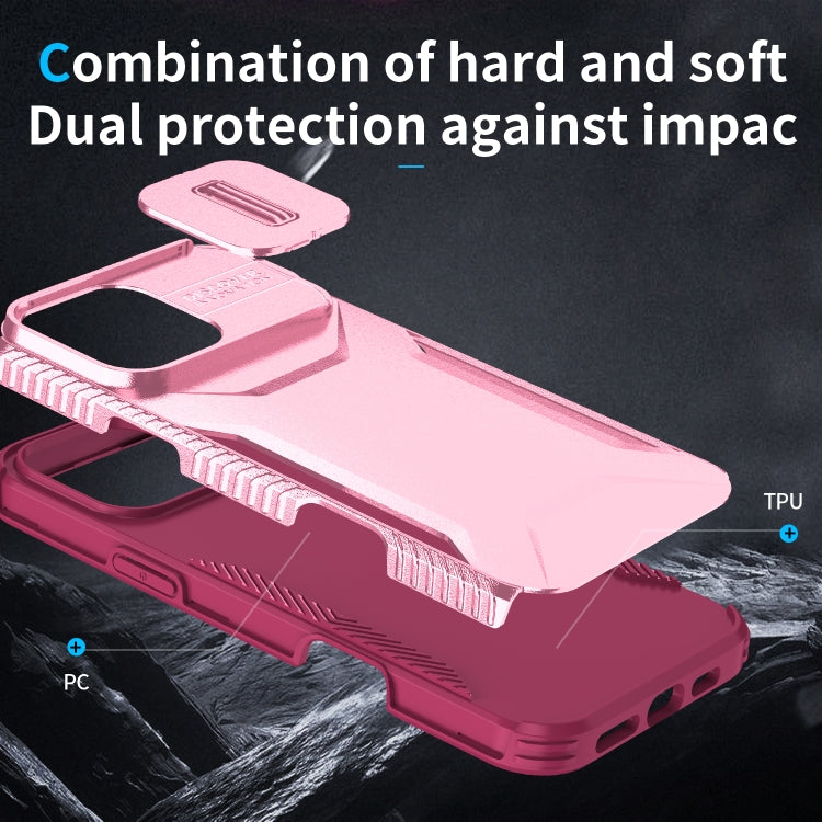 For iPhone 16 Pro Max Sliding Camshield Phone Case(Pink + Rose Red) - iPhone 16 Pro Max Cases by buy2fix | Online Shopping UK | buy2fix