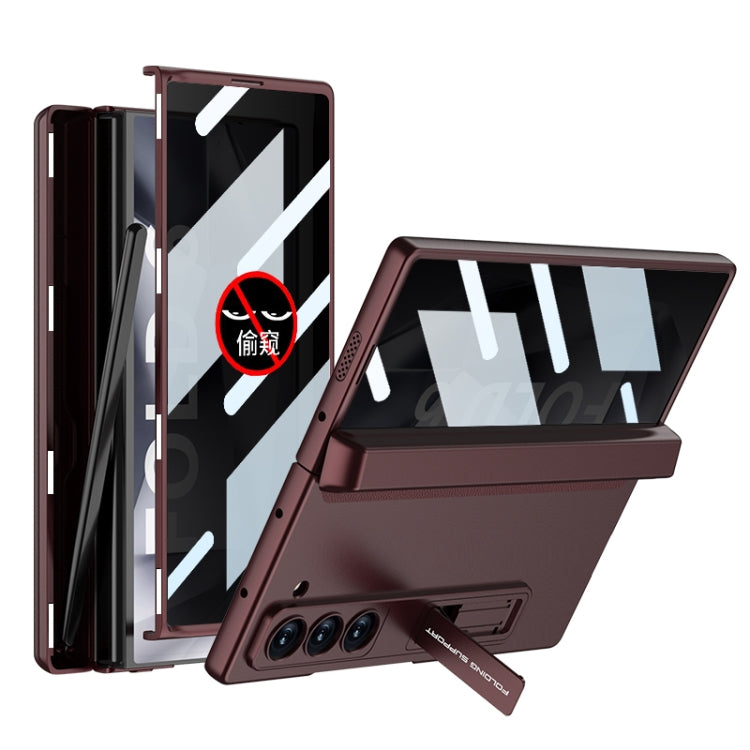 For Samsung Galaxy Z Fold6 GKK Integrated Anti Peep Full Coverage Magnetic Fold Phone Case with Pen Box, Not Included Pen(Wine Red) - Galaxy Z Fold6 5G Cases by GKK | Online Shopping UK | buy2fix