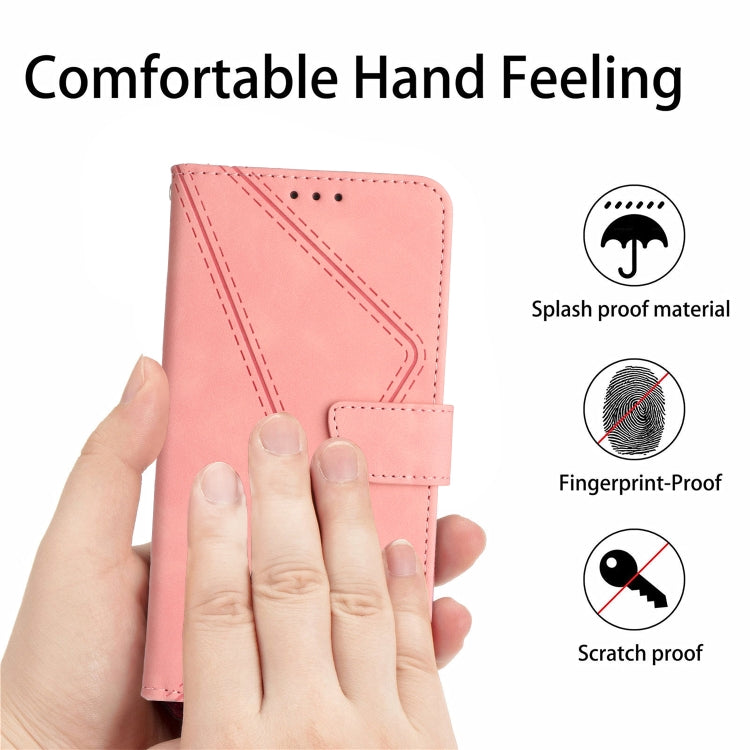 For Samsung Galaxy S25+ 5G Stitching Embossed Leather Phone Case(Pink) - Galaxy S25+ 5G Cases by buy2fix | Online Shopping UK | buy2fix