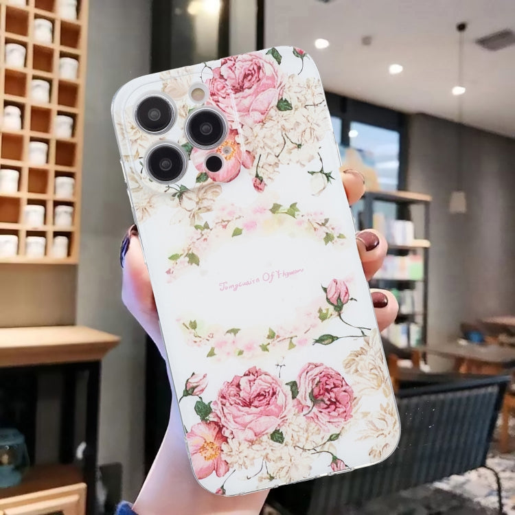 For iPhone 16 Pro Colored Drawing Pattern Transparent TPU Phone Case(Rose) - iPhone 16 Pro Cases by buy2fix | Online Shopping UK | buy2fix