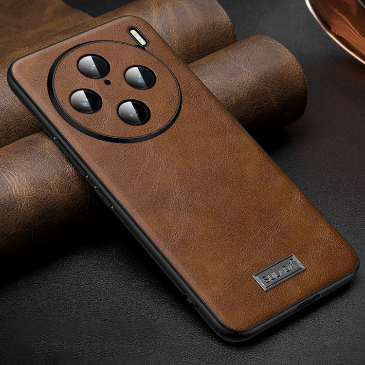 For vivo X100s Pro / X100 Pro SULADA Shockproof TPU + Handmade Leather Phone Case(Brown) - vivo Tempered Glass by SULADA | Online Shopping UK | buy2fix