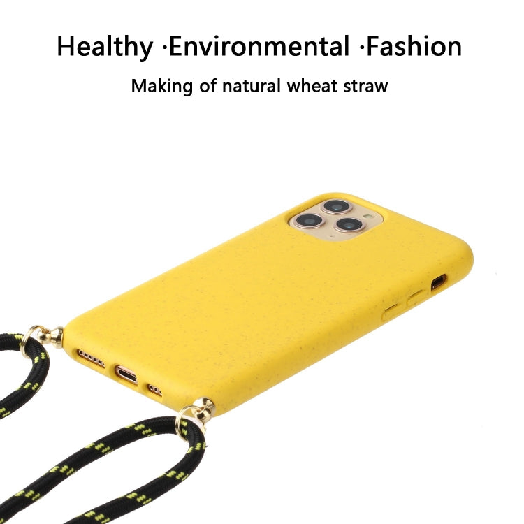 For iPhone 16 Wheat Straw Material + TPU Phone Case with Lanyard(Yellow) - iPhone 16 Cases by buy2fix | Online Shopping UK | buy2fix