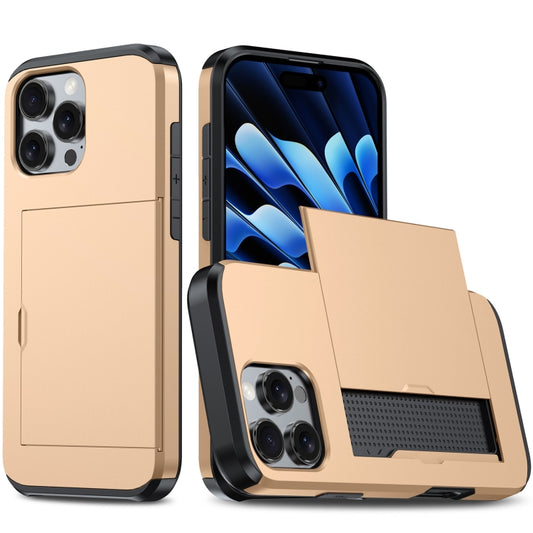 For iPhone 16 Pro Max Shockproof Armor Phone Case with Card Slot(Gold) - iPhone 16 Pro Max Cases by buy2fix | Online Shopping UK | buy2fix