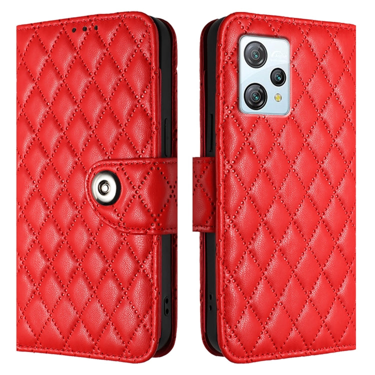 For Blackview A53 Rhombic Texture Flip Leather Phone Case with Lanyard(Red) - More Brand by buy2fix | Online Shopping UK | buy2fix