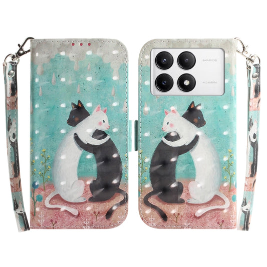 For Xiaomi Redmi K70 Pro / K70 3D Colored Flip Leather Phone Case(Black White Cat) - K70 Cases by buy2fix | Online Shopping UK | buy2fix