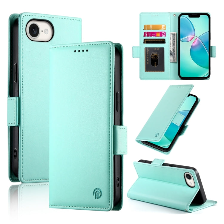 For iPhone SE 2024 Side Buckle Magnetic Frosted Leather Phone Case(Mint Green) - More iPhone Cases by buy2fix | Online Shopping UK | buy2fix