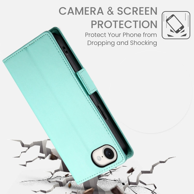 For iPhone SE 2024 Side Buckle Magnetic Frosted Leather Phone Case(Mint Green) - More iPhone Cases by buy2fix | Online Shopping UK | buy2fix