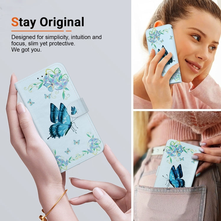 For Xiaomi Redmi K70 Pro / K70 Crystal Texture Colored Drawing Leather Phone Case(Blue Pansies) - K70 Cases by buy2fix | Online Shopping UK | buy2fix