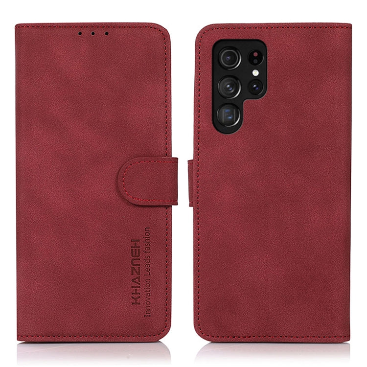 For Samsung Galaxy S25 Ultra 5G KHAZNEH Matte Texture Leather Phone Case(Red) - Galaxy S25 Ultra 5G Cases by buy2fix | Online Shopping UK | buy2fix