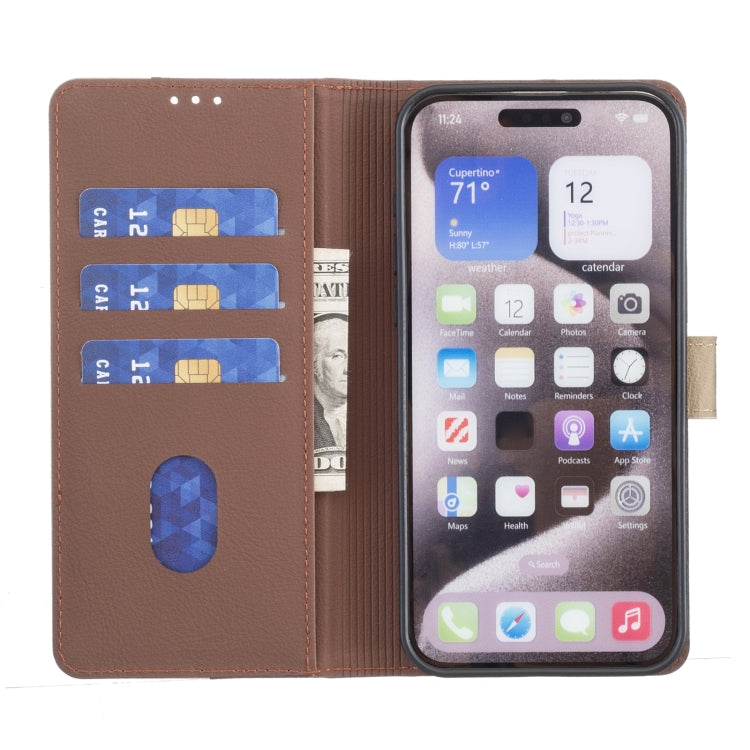 For iPhone 16 Pro Max Color Matching RFID Anti-theft Leather Phone Case(Brown) - iPhone 16 Pro Max Cases by buy2fix | Online Shopping UK | buy2fix