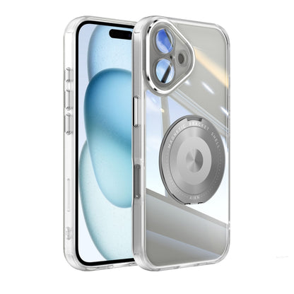 For iPhone 16 Plus 360 Holder Magsafe Acrylic Hybrid TPU Phone Case(Frosted White) - iPhone 16 Plus Cases by buy2fix | Online Shopping UK | buy2fix