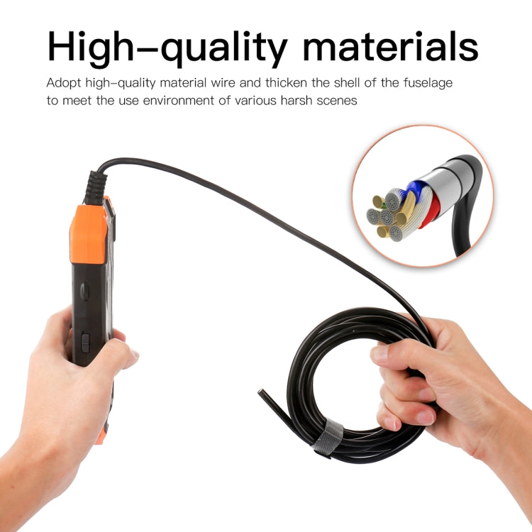 T20 4.3 inch IPS Screen 7.9mm Triple Camera IP67 Waterproof Hard Cable Digital Endoscope, Length:5m(Black Orange) -  by buy2fix | Online Shopping UK | buy2fix