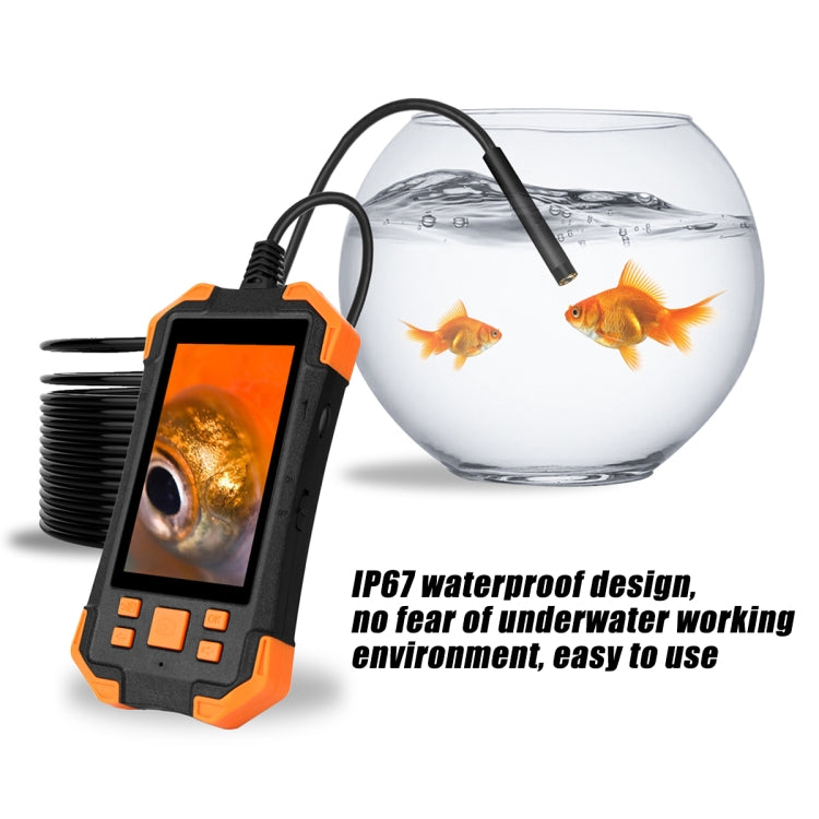 T20 4.3 inch IPS Screen 7.9mm Triple Camera IP67 Waterproof Hard Cable Digital Endoscope, Length:3.5m(Black Orange) -  by buy2fix | Online Shopping UK | buy2fix