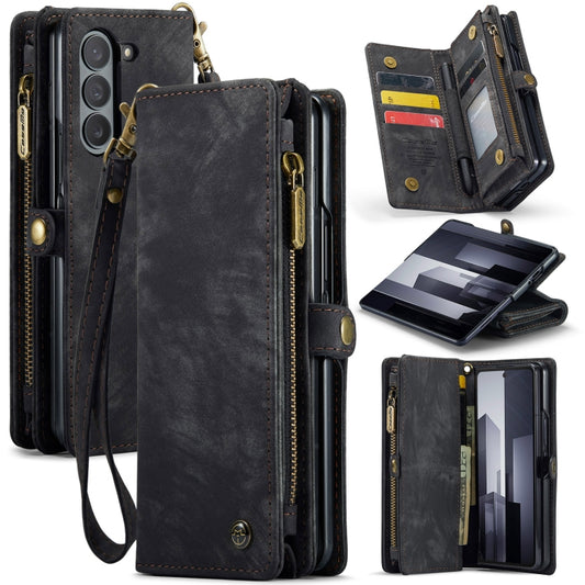 For Samsung Galaxy Z Fold6 5G CaseMe 008 Multifunctional Zipper Wallet Leather Phone Case with Lanyard(Black) - Galaxy Z Fold6 5G Cases by CaseMe | Online Shopping UK | buy2fix