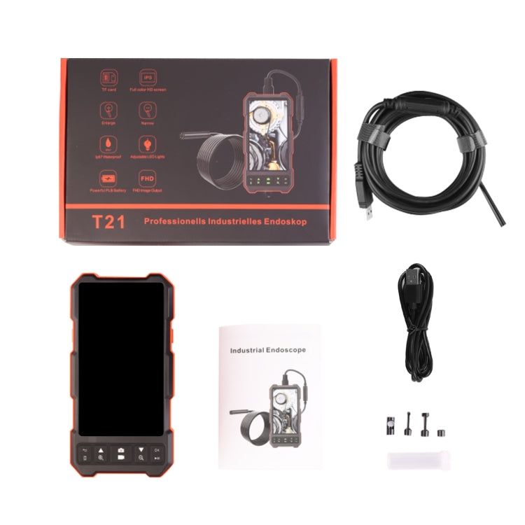 T21 4.5 inch IPS Color Screen 7.9mm Triple Camera Split Hard Cable Industrial Endoscope, Length:1m(Black Red) -  by buy2fix | Online Shopping UK | buy2fix