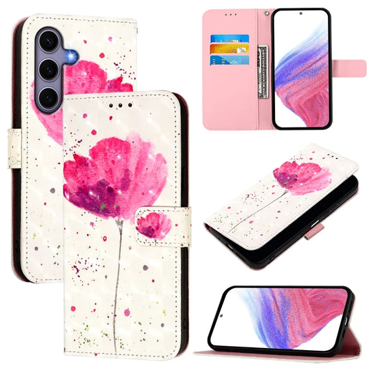 For Samsung Galaxy S25 5G 3D Painting Horizontal Flip Leather Phone Case(Flower) - Galaxy S25 5G Cases by buy2fix | Online Shopping UK | buy2fix