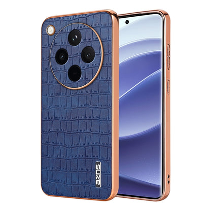 For OPPO Find X8 AZNS Electroplated Frame Crocodile Texture Full Coverage Phone Case(Blue) - Find X8 Cases by AZNS | Online Shopping UK | buy2fix