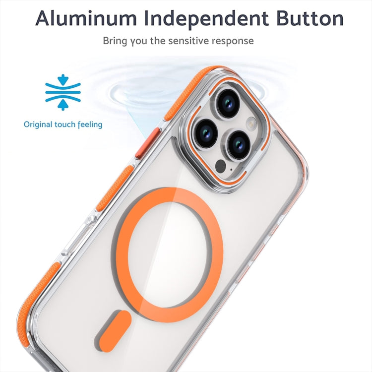 For iPhone 16 Plus Dual-Color Clear Acrylic Hybrid TPU Lens Flip Holder MagSafe Phone Case(Grey) - iPhone 16 Plus Cases by buy2fix | Online Shopping UK | buy2fix