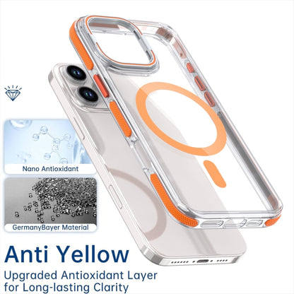 For iPhone 16 Pro Dual-Color Clear Acrylic Hybrid TPU Lens Flip Holder MagSafe Phone Case(Orange) - iPhone 16 Pro Cases by buy2fix | Online Shopping UK | buy2fix