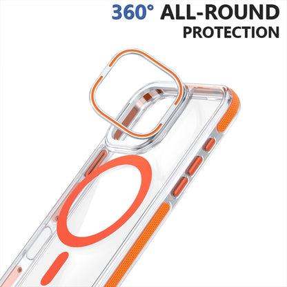 For iPhone 16 Plus Dual-Color Clear Acrylic Hybrid TPU Lens Flip Holder MagSafe Phone Case(Blue) - iPhone 16 Plus Cases by buy2fix | Online Shopping UK | buy2fix